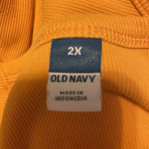 Old Navy Orange Sleeveless Ribbed Tank Midi Dress Plus 2X Split Side Coastal Sun - Picture 8 of 10